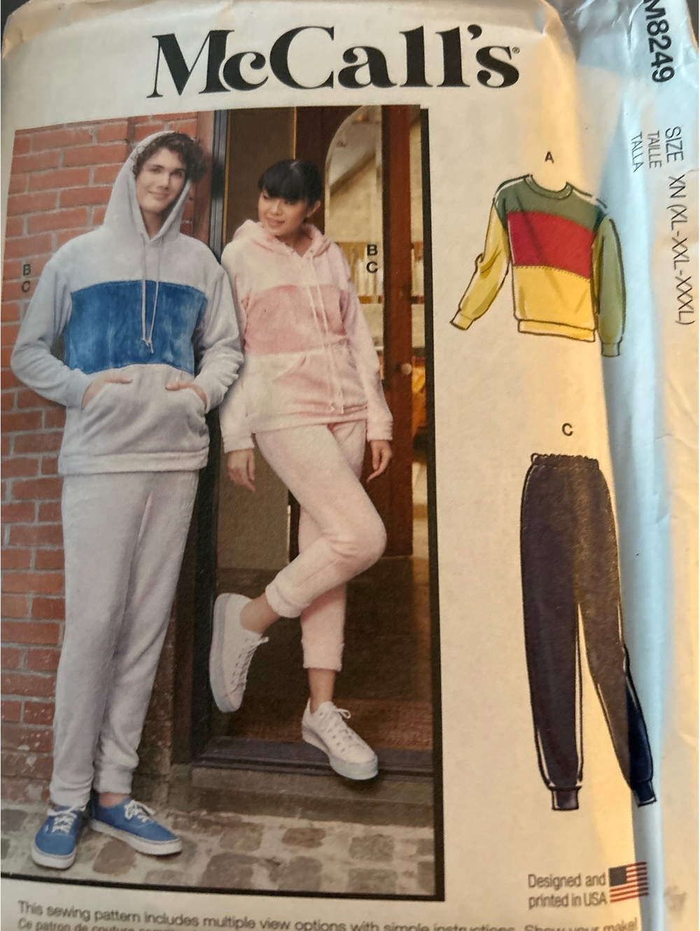 McCall's M8249 Unisex Sweatshirt and Jogger Pants Sewing Pattern